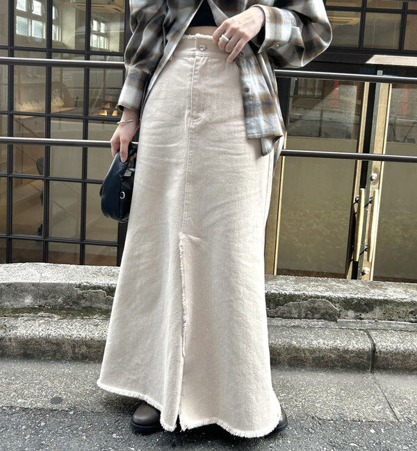  「【美シルエット◎】スリットマーメイドスカート」|スカート|ベージュ