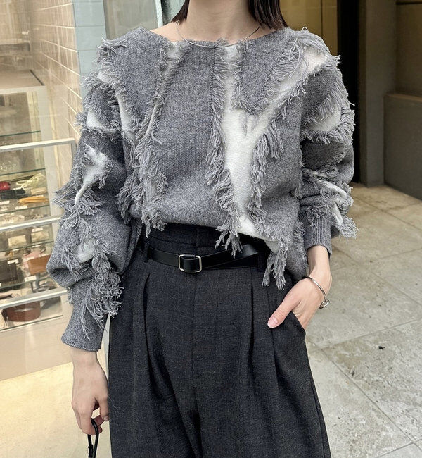  「【新色追加/ブラウン】フリンジニット」|ニット・セーター|