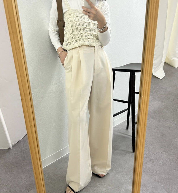  「ピンストライプタックワイドパンツ」|チノ|