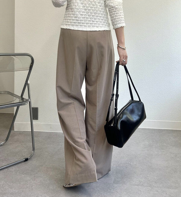  「ピンストライプタックワイドパンツ」|チノ|