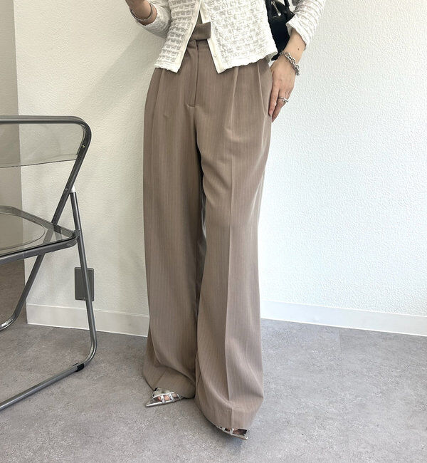  「ピンストライプタックワイドパンツ」|チノ|