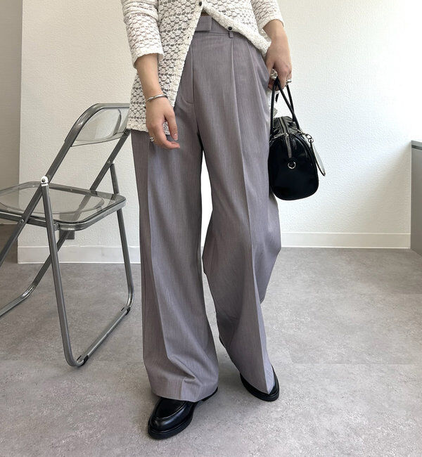  「ピンストライプタックワイドパンツ」|チノ|