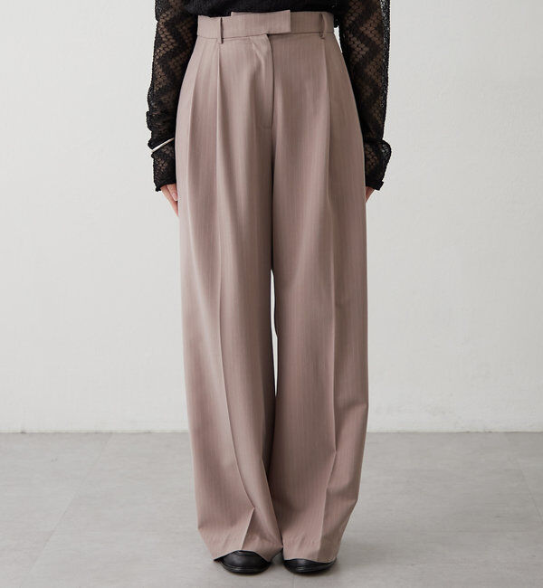  「ピンストライプタックワイドパンツ」|チノ|