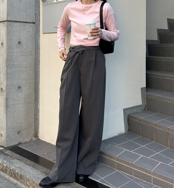  「ピンストライプタックワイドパンツ」|チノ|