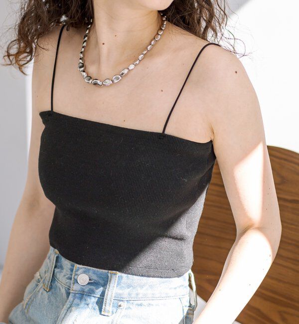  「【万能インナー/嬉しい6色展開】パット付きショートキャミソール2」|キャミソール|ブラック