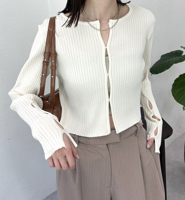  「ラウンドスリットニット」|ニット・セーター|オフホワイト