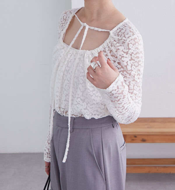  「シアーチョーカーリボンロンT」|Tシャツ・カットソー|