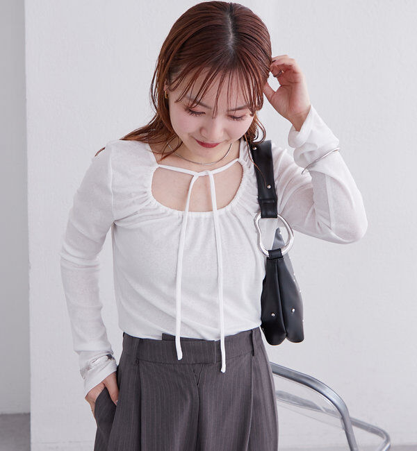  「シアーチョーカーリボンロンT」|Tシャツ・カットソー|