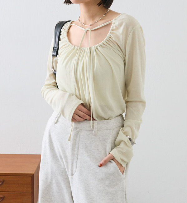  「シアーチョーカーリボンロンT」|Tシャツ・カットソー|