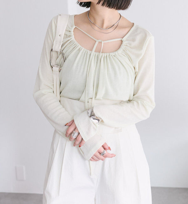  「シアーチョーカーリボンロンT」|Tシャツ・カットソー|