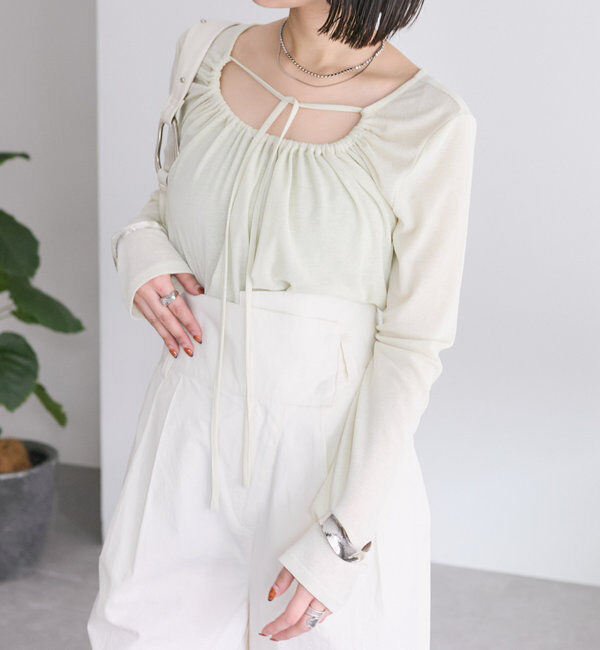  「シアーチョーカーリボンロンT」|Tシャツ・カットソー|