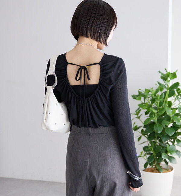  「シアーチョーカーリボンロンT」|Tシャツ・カットソー|