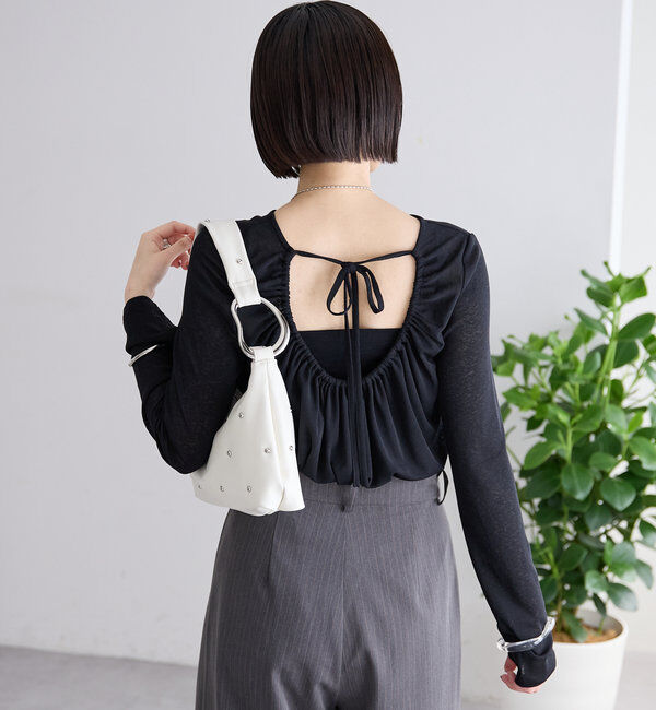  「シアーチョーカーリボンロンT」|Tシャツ・カットソー|