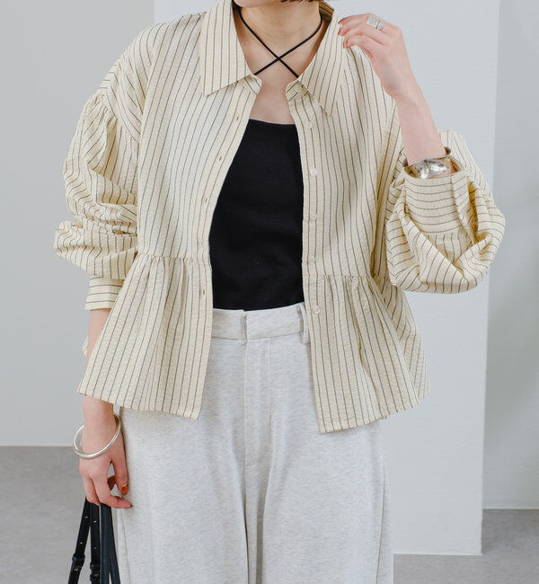  「ストライプペプラムブラウス」|シャツ・ブラウス|