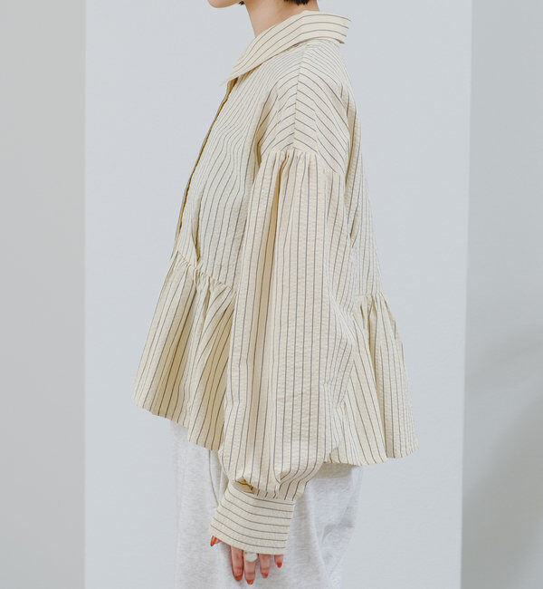  「ストライプペプラムブラウス」|シャツ・ブラウス|