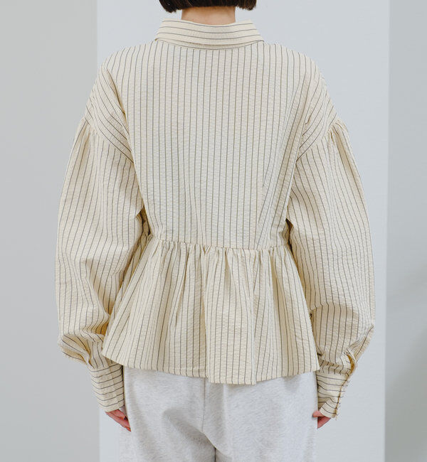  「ストライプペプラムブラウス」|シャツ・ブラウス|