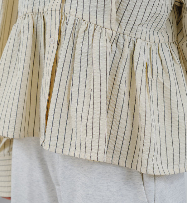  「ストライプペプラムブラウス」|シャツ・ブラウス|