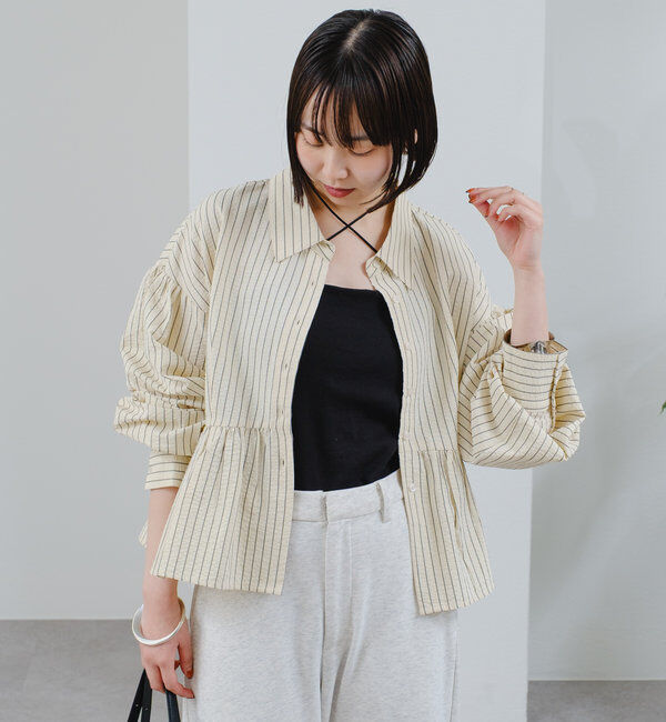  「ストライプペプラムブラウス」|シャツ・ブラウス|