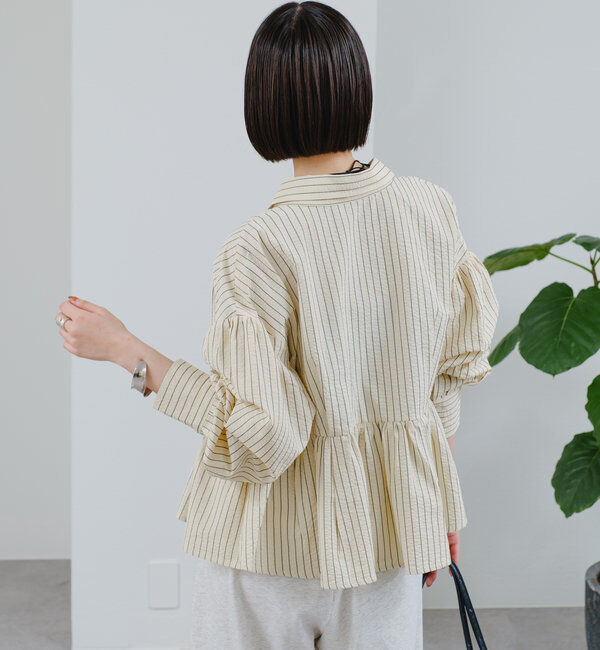  「ストライプペプラムブラウス」|シャツ・ブラウス|