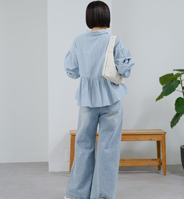  「ストライプペプラムブラウス」|シャツ・ブラウス|