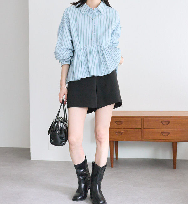  「ストライプペプラムブラウス」|シャツ・ブラウス|