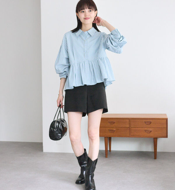  「ストライプペプラムブラウス」|シャツ・ブラウス|