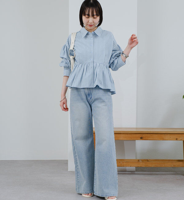  「ストライプペプラムブラウス」|シャツ・ブラウス|