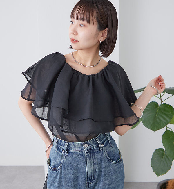 「シアーフリルオフショルブラウス」|シャツ・ブラウス|