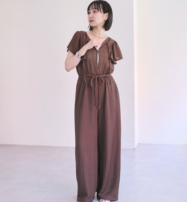  「メッシュレースオールインワン」|オールインワン|ブラウン