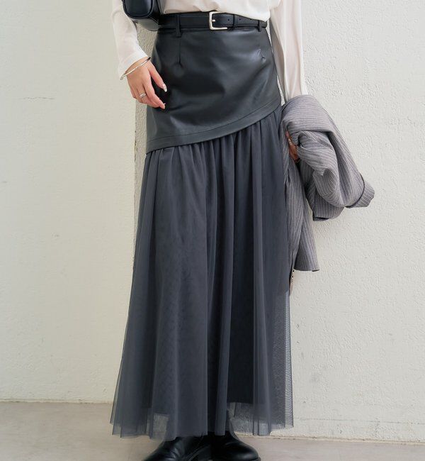  「チュールドッキングスカート」|スカート|ブラック