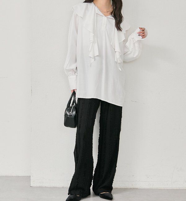  「カットレースフレアパンツ」|チノ|