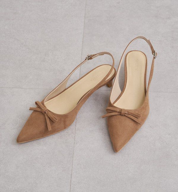  「【GALENA/ガレナ】リボンポインテッドトゥパンプス」|パンプス|キャメル
