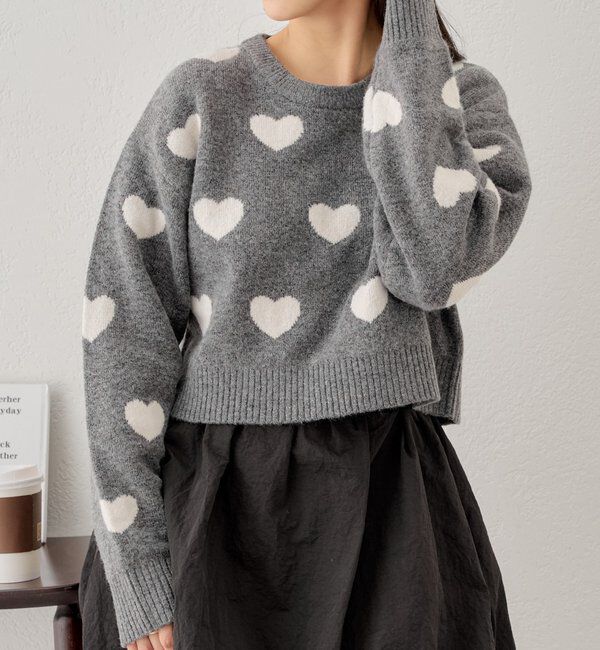  「【リバーシブル】ハートジャガードニット」|ニット・セーター|