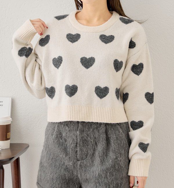  「【リバーシブル】ハートジャガードニット」|ニット・セーター|