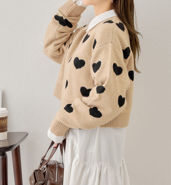  「【リバーシブル】ハートジャガードニット」|ニット・セーター|