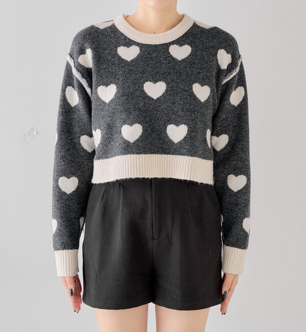  「【リバーシブル】ハートジャガードニット」|ニット・セーター|