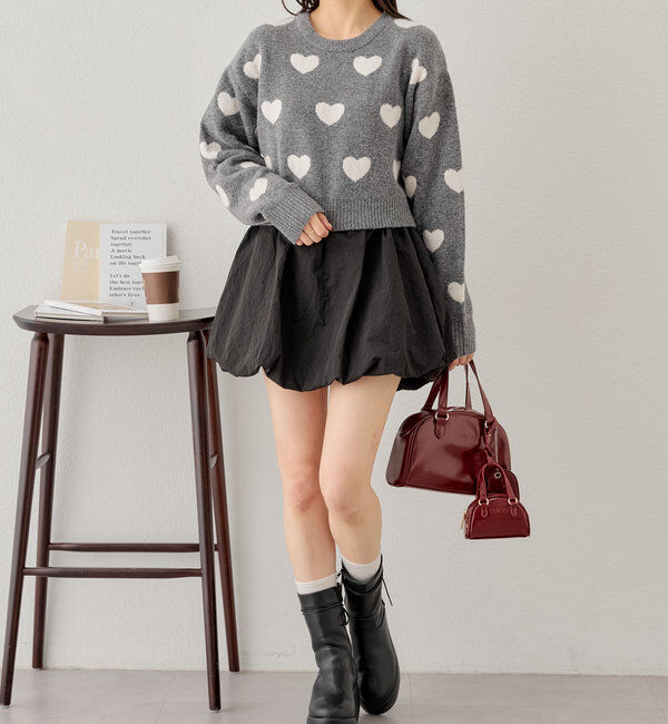  「【リバーシブル】ハートジャガードニット」|ニット・セーター|