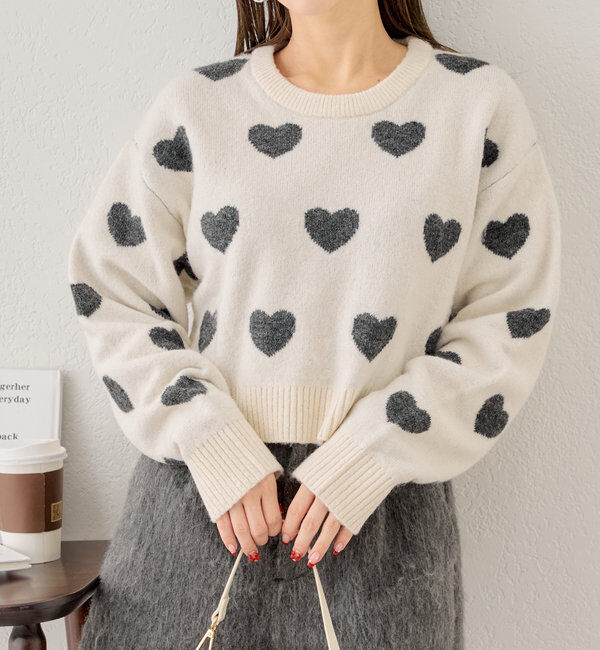  「【リバーシブル】ハートジャガードニット」|ニット・セーター|