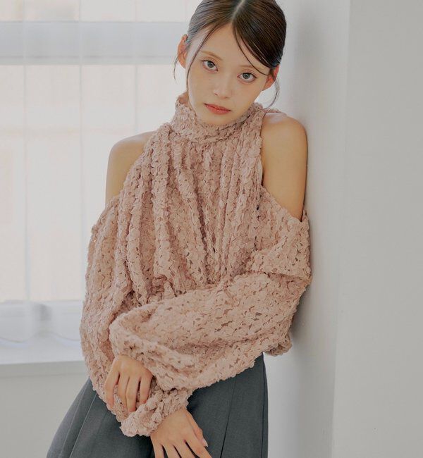  「袖スリットボリュームアメスリブラウス」|シャツ・ブラウス|ピンク