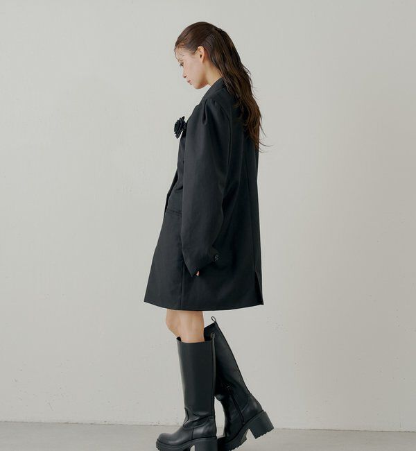  「【SALON by Chico】ローズコサージュ付きパフロングジャケット」|テーラードジャケット|