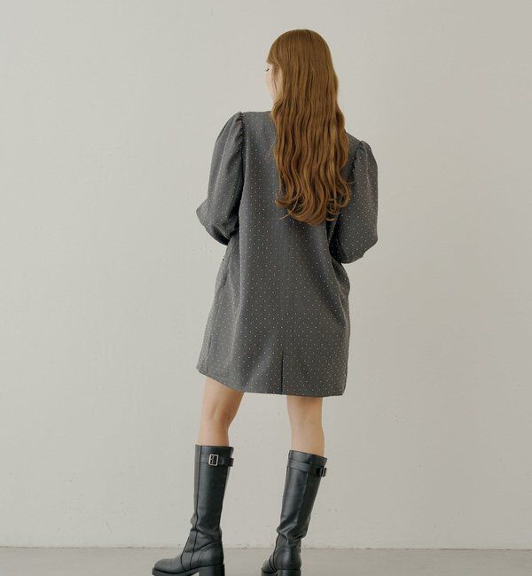  「【SALON by Chico】ローズコサージュ付きパフロングジャケット」|テーラードジャケット|