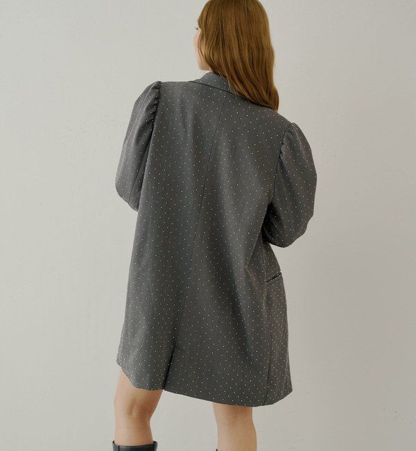  「【SALON by Chico】ローズコサージュ付きパフロングジャケット」|テーラードジャケット|