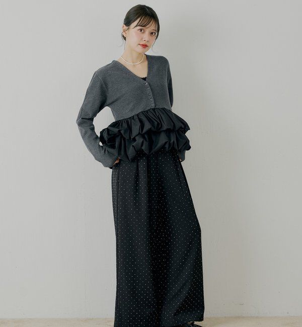  「【SALON by Chico】フリルドッキングチュニック」|ニット・セーター|