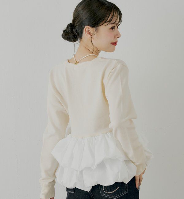  「【SALON by Chico】フリルドッキングチュニック」|ニット・セーター|