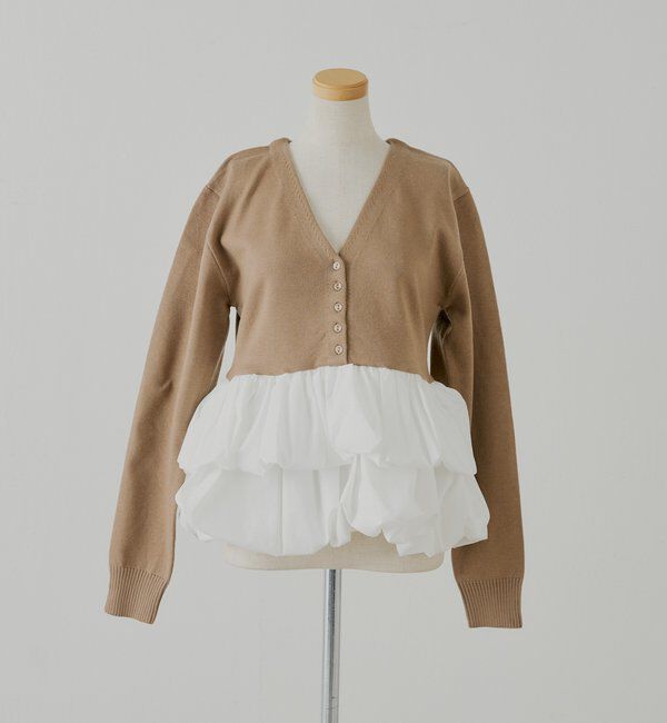  「【SALON by Chico】フリルドッキングチュニック」|ニット・セーター|ベージュ