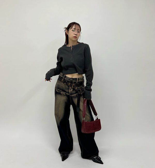  「【WEB限定】ヘンリーネックショートトップス」|Tシャツ・カットソー|