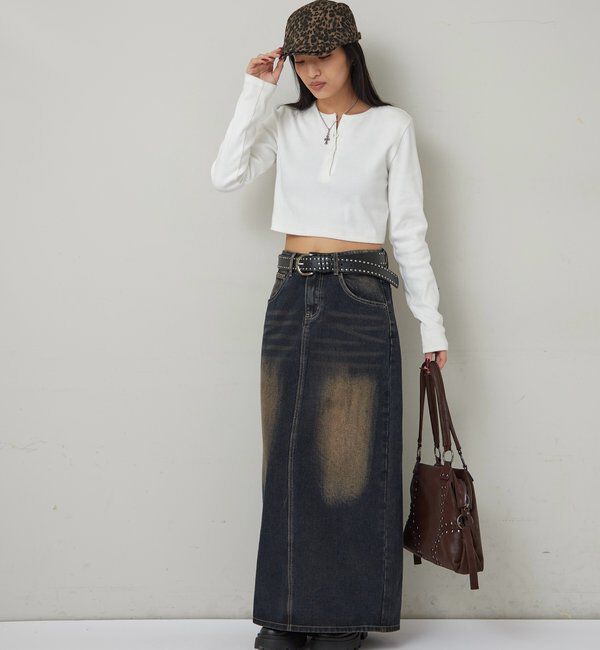  「【WEB限定】ヘンリーネックショートトップス」|Tシャツ・カットソー|