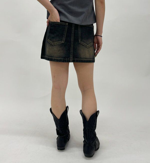  「スラッシュポケットデニムミニスカート」|スカート|