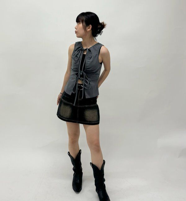  「スラッシュポケットデニムミニスカート」|スカート|