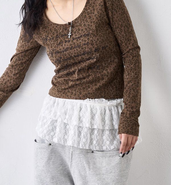  「レオパード(ヒョウ柄)メッセージトップス」|Tシャツ・カットソー|